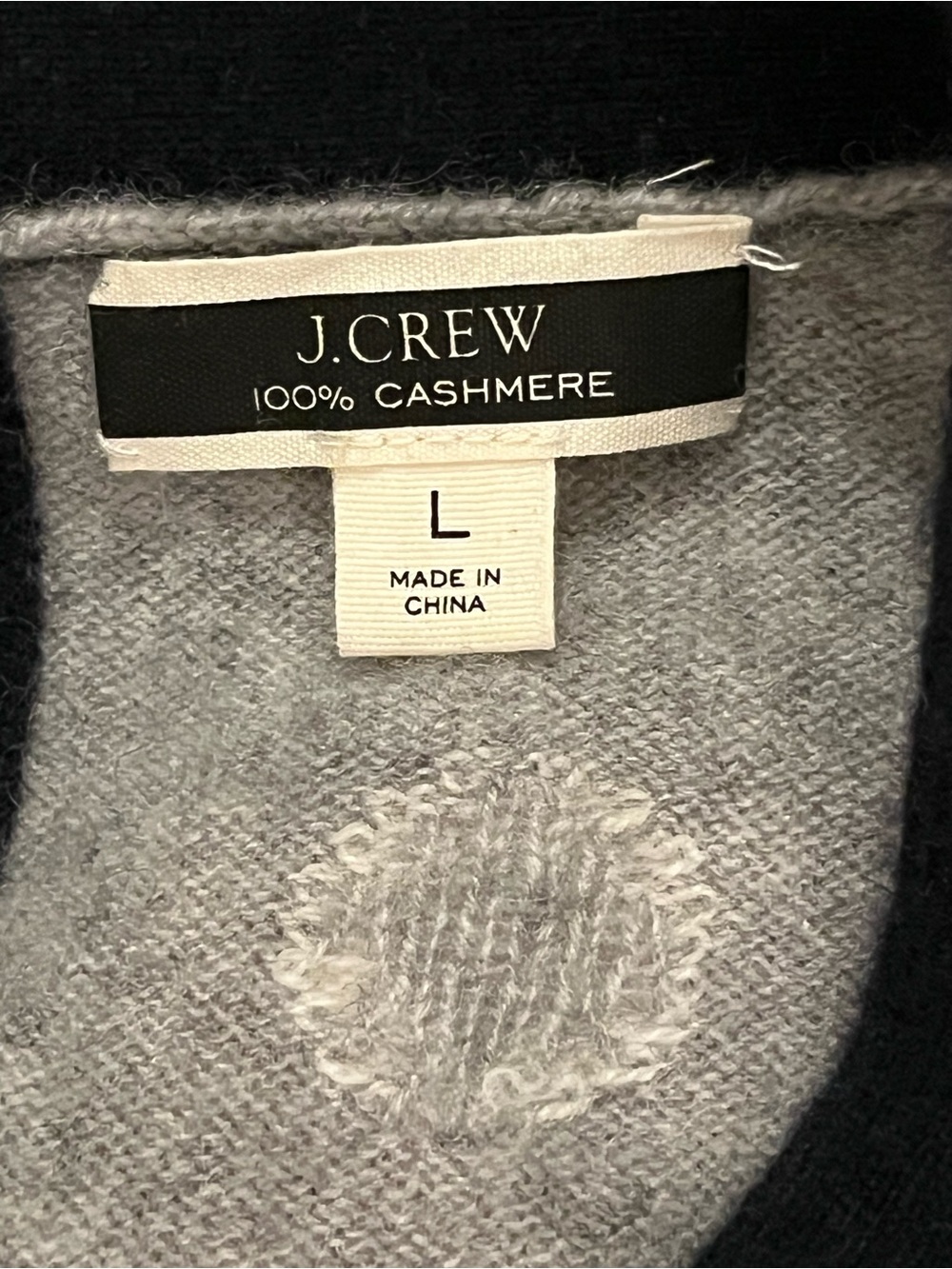 J.Crew 100% Cashmere Polka Dot Bow Sweater Gray Navy L Coquette - Picture 8 of 8